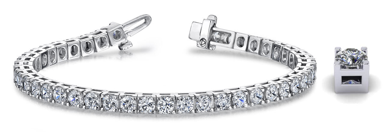 Classic 4 Prong Tennis Bracelet Available In Gold Or Platinum