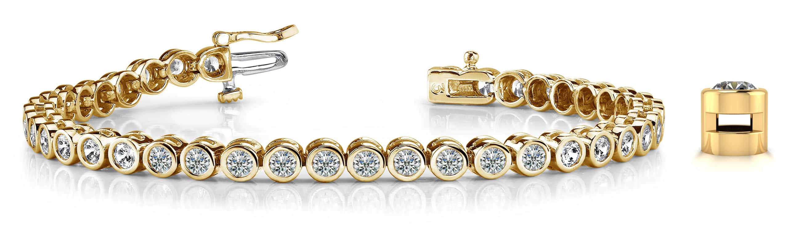 Classic Round Bezel Set Diamond Tennis Bracelet Available In Platinum Or Gold
