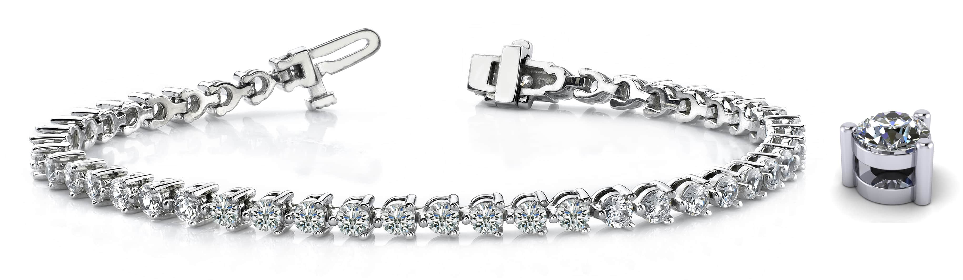 Timeless Three Prong Tennis Bracelet In 14K 18K White Gold Yellow Gold Or Platinum