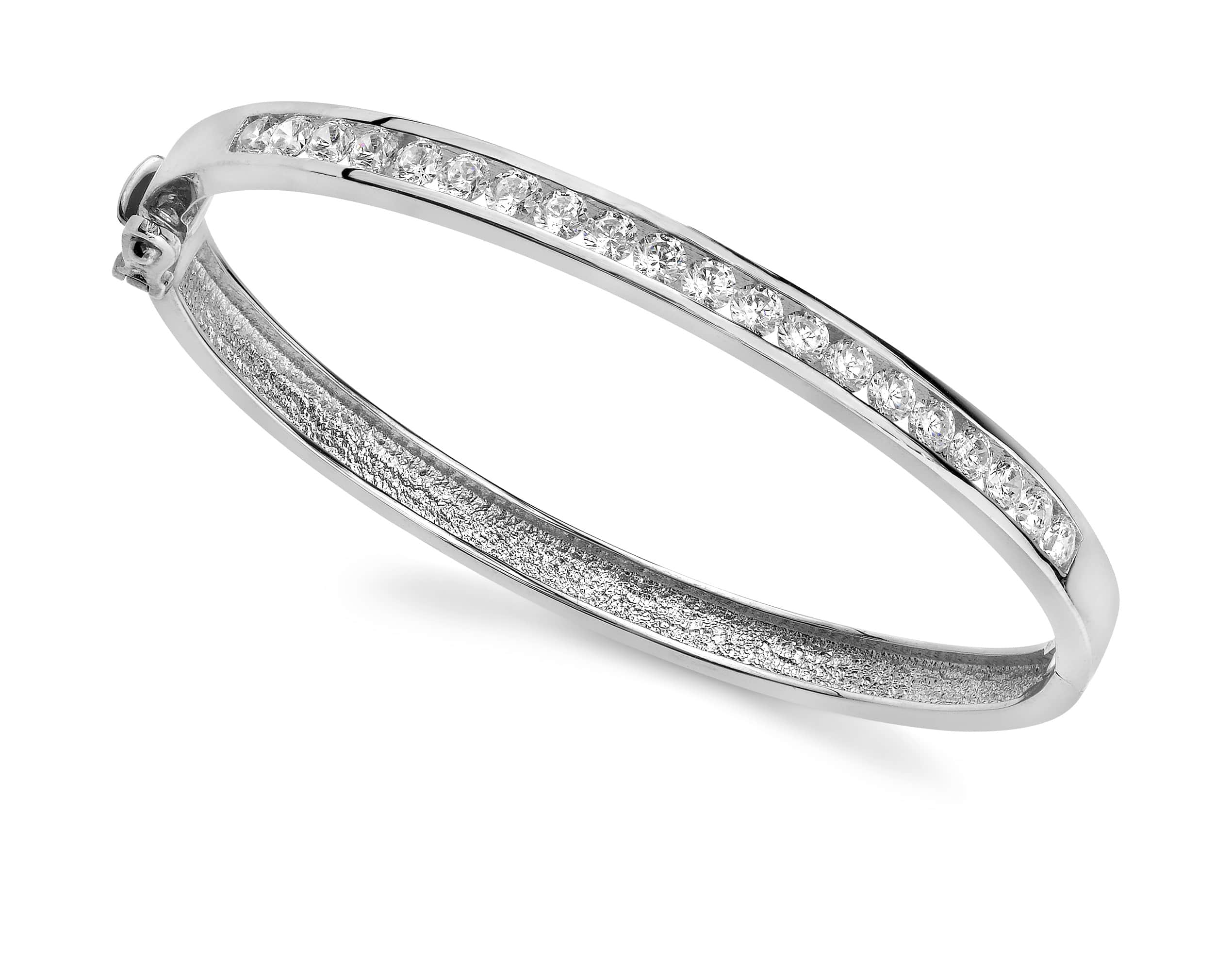 Channel Set Diamond Bangle Available In Platinum Or Gold