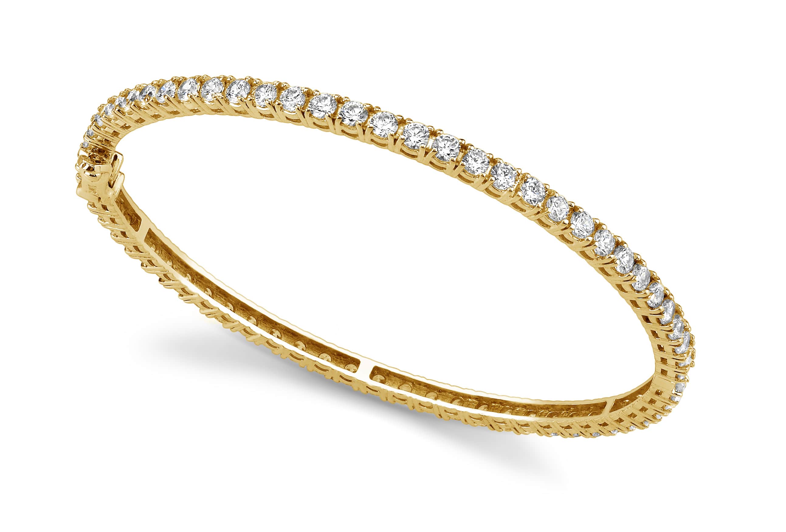 Classic Prong Set Diamond Bangle In White Yellow Gold Or Platinum