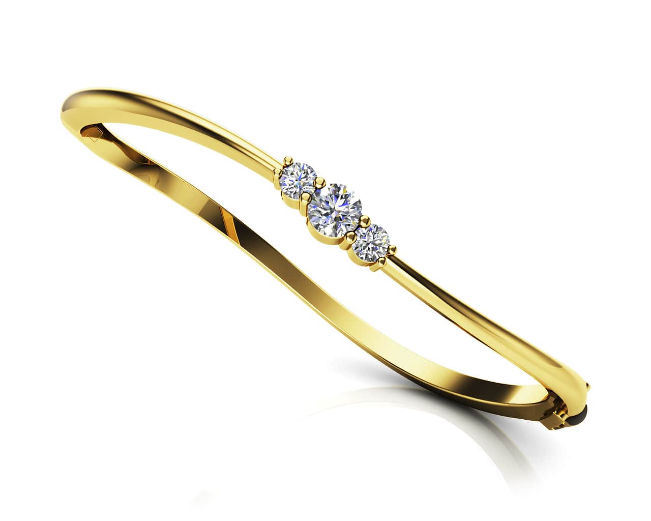 Legendary Curved Diamond Bangle Available In Gold Or Platinum