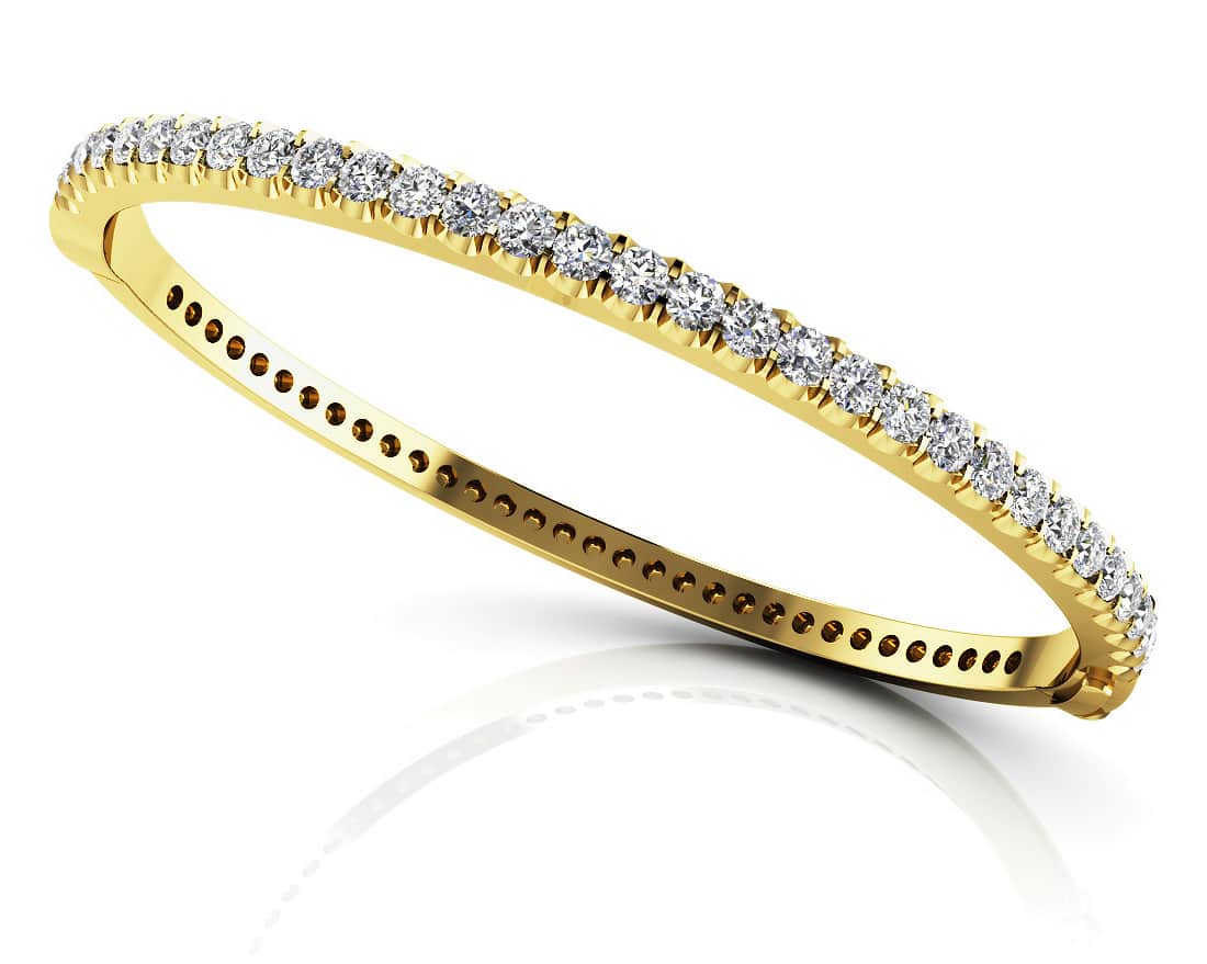 Shared Prong Oval Diamond Bangle Available In 14K 18K Yellow White Or Platinum