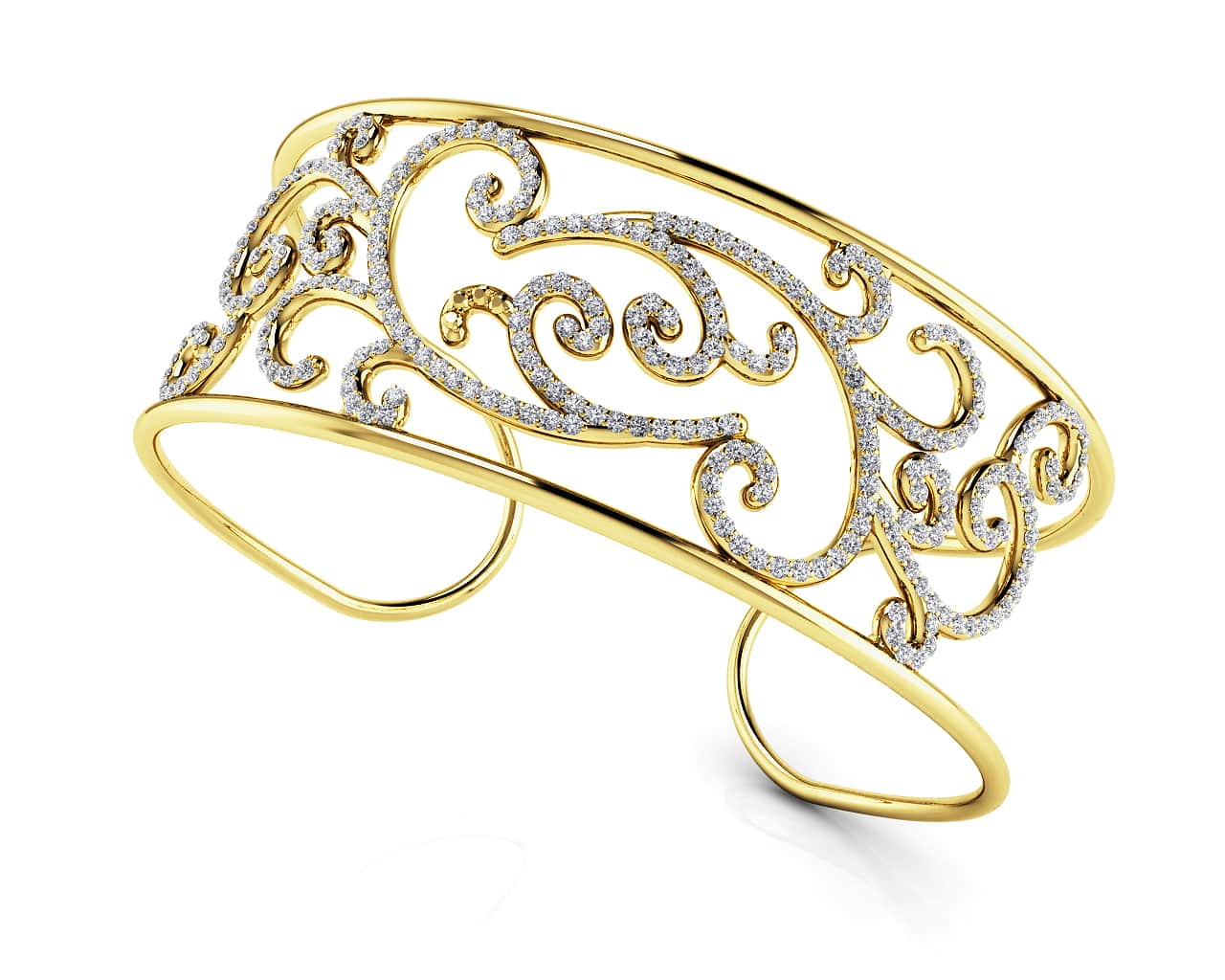 Luxurious Diamond Cuff Available In White Yellow Rose Gold Or Platinum