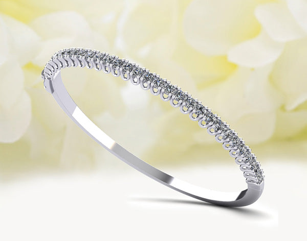 Unique Prong Diamond Bangle Bracelet