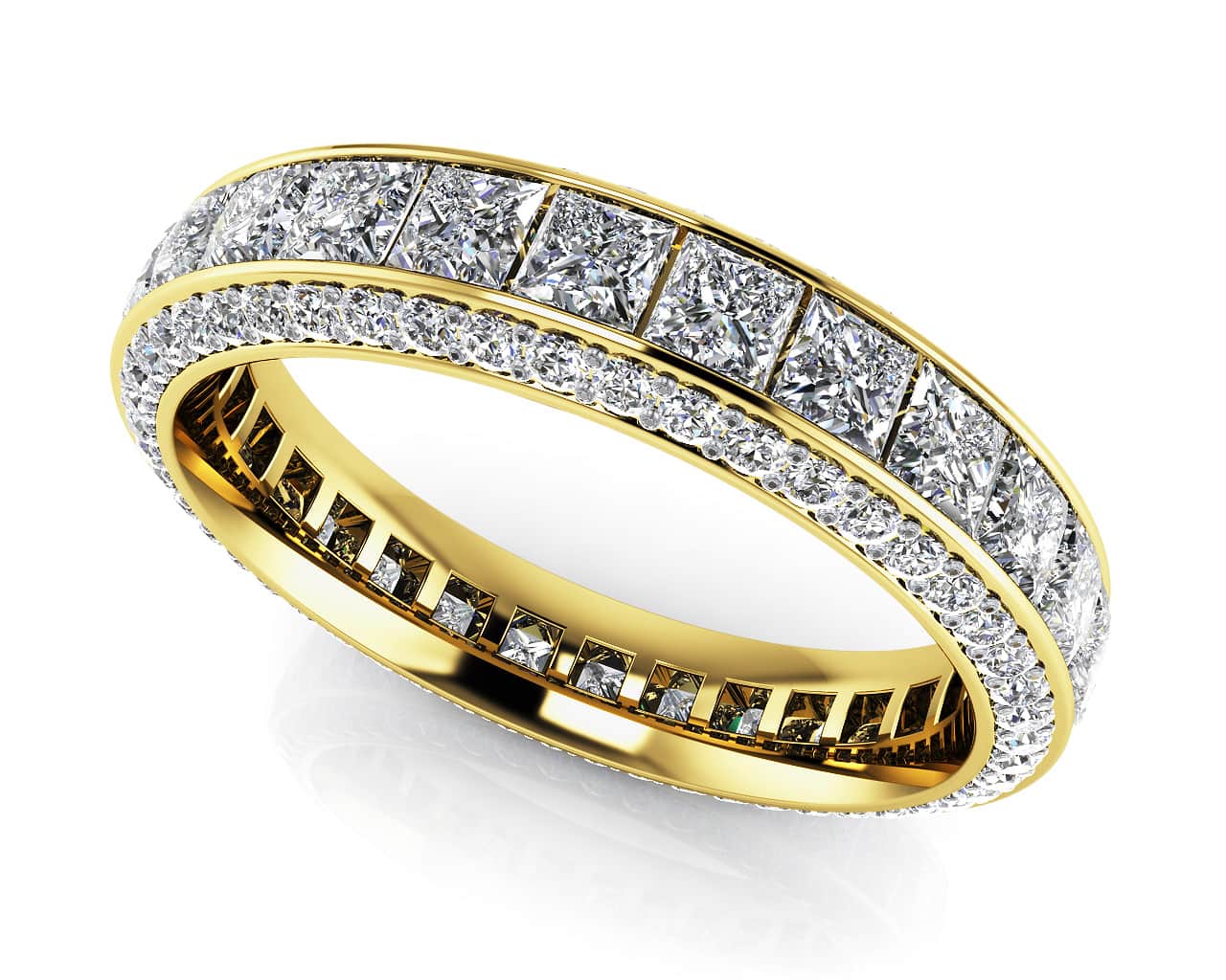 Exquisite Princess And Round Eternity Band In Gold Or Platinum