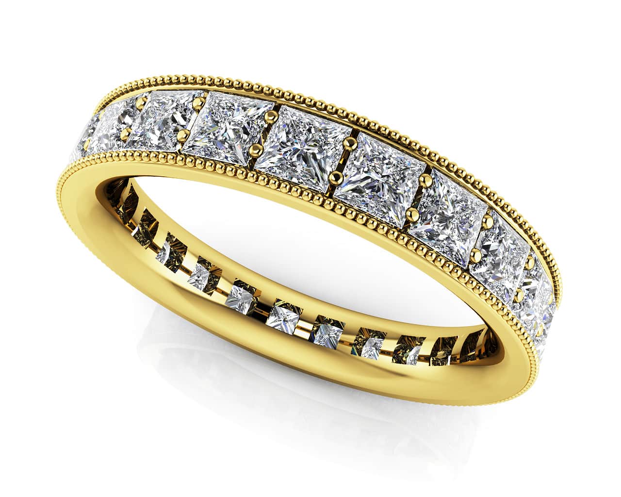 Vintage Princess Cut Diamond Eternity Ring In Yellow White Gold Or Platinum