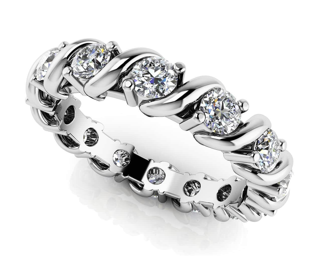 Swirl Frame Twist Diamond Eternity Band Available In White Yellow And Rose