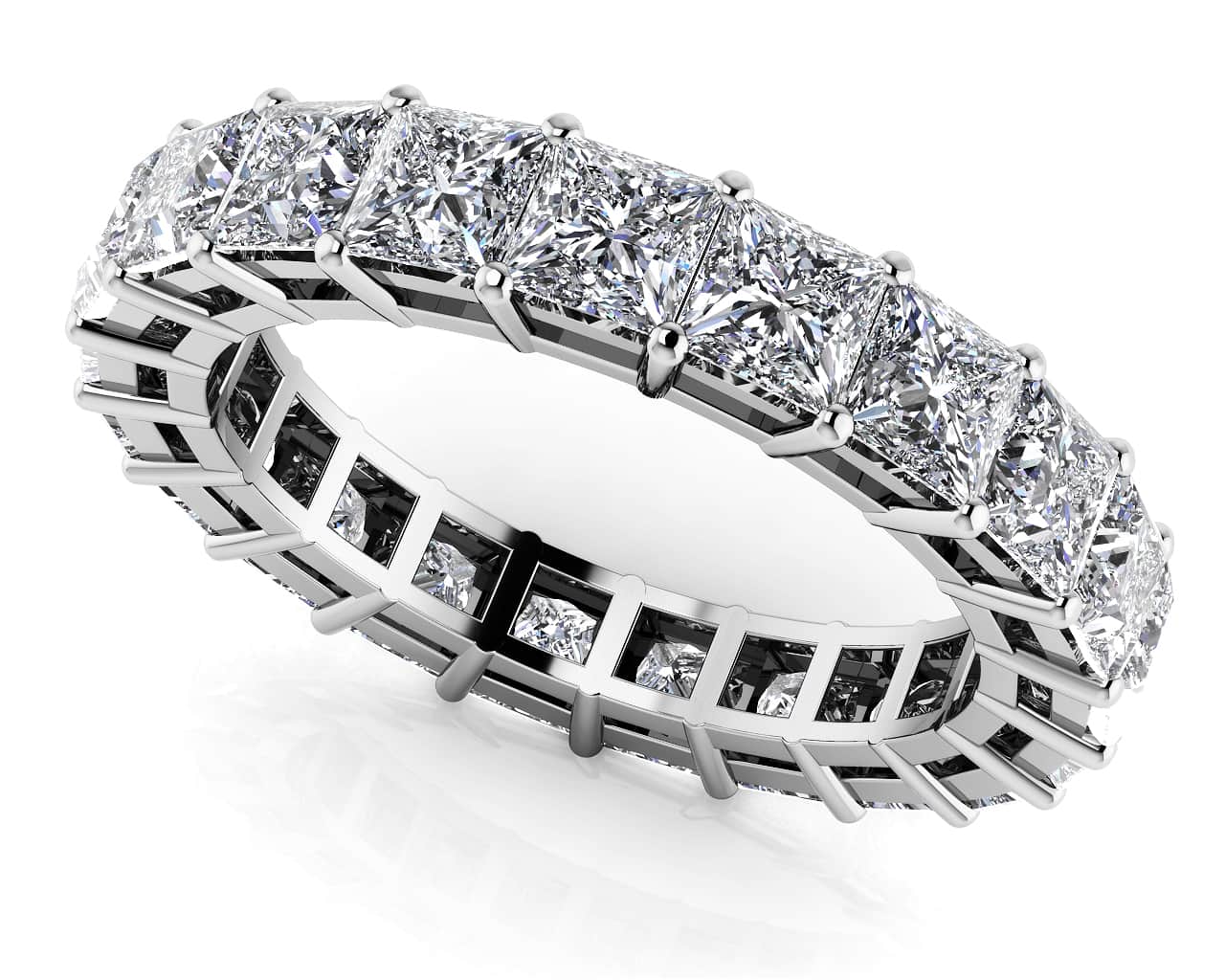 Princess Cut Diamonds Classic Eternity Ring In White Yellow Or Rose Gold