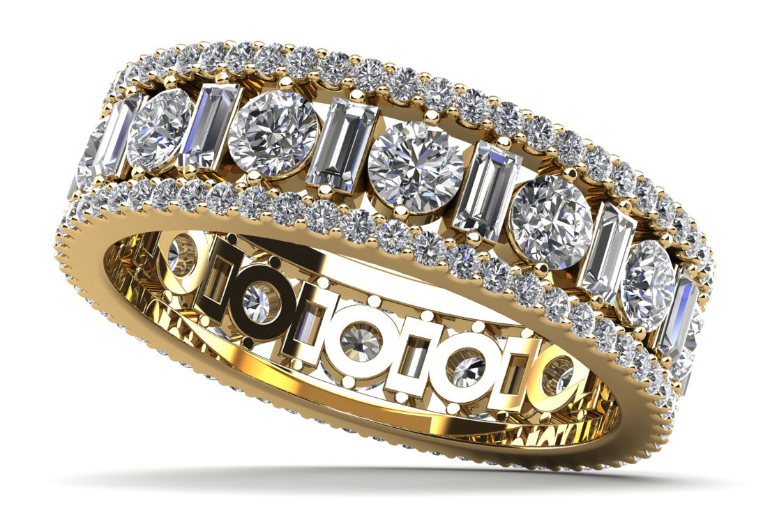 Glamorous Round and Baguette Diamond Eternity Ring