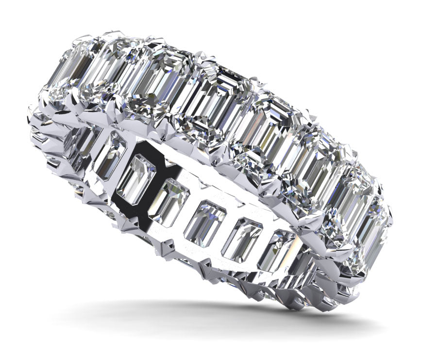 Emerald Cut Crown Diamond Eternity Ring