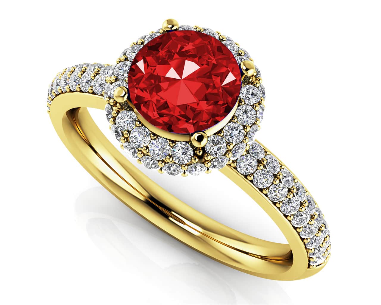 Gorgeous Gemstone With Double Halo Anniversary Ring Available In Gold Or Platinum