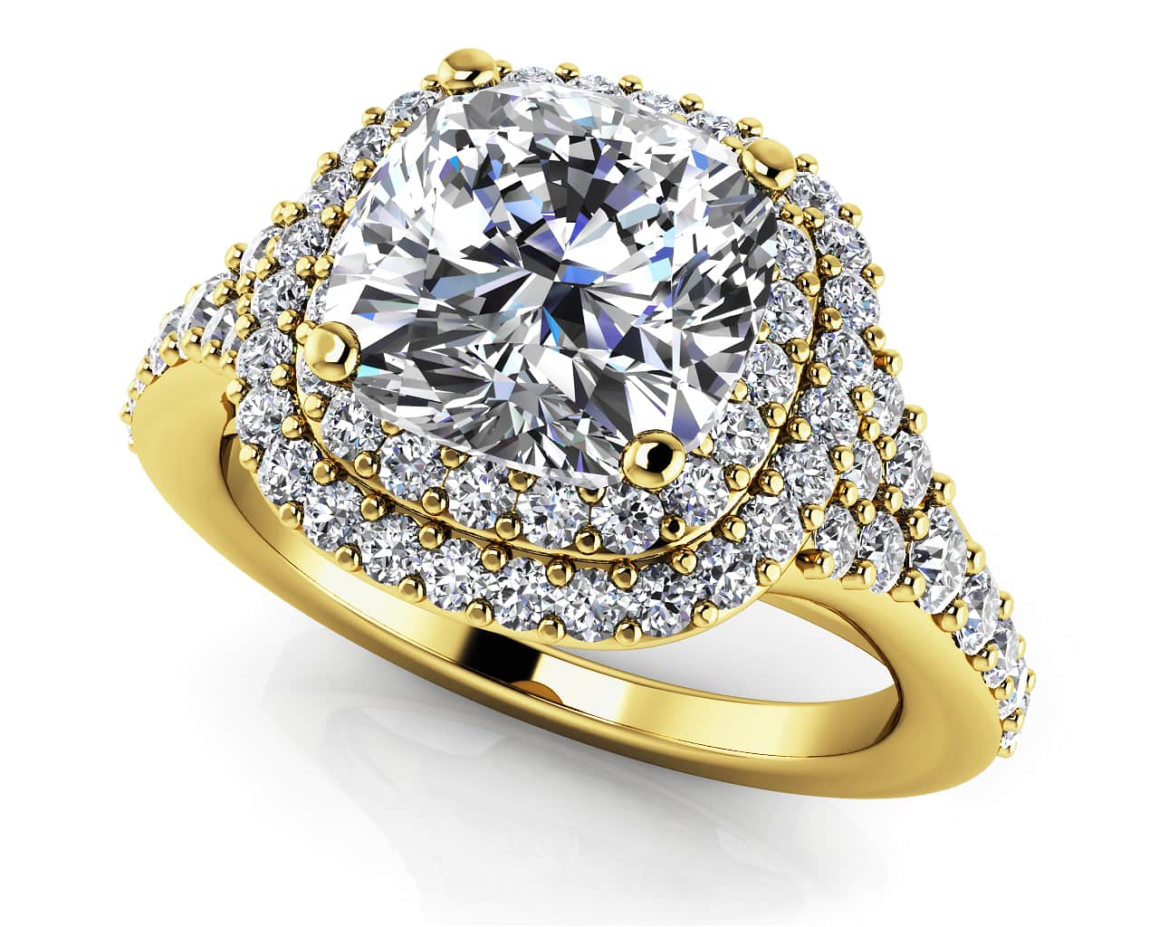 Andrea Love Cushion Cut Engagement Ring In Yellow White Gold Or Platinum