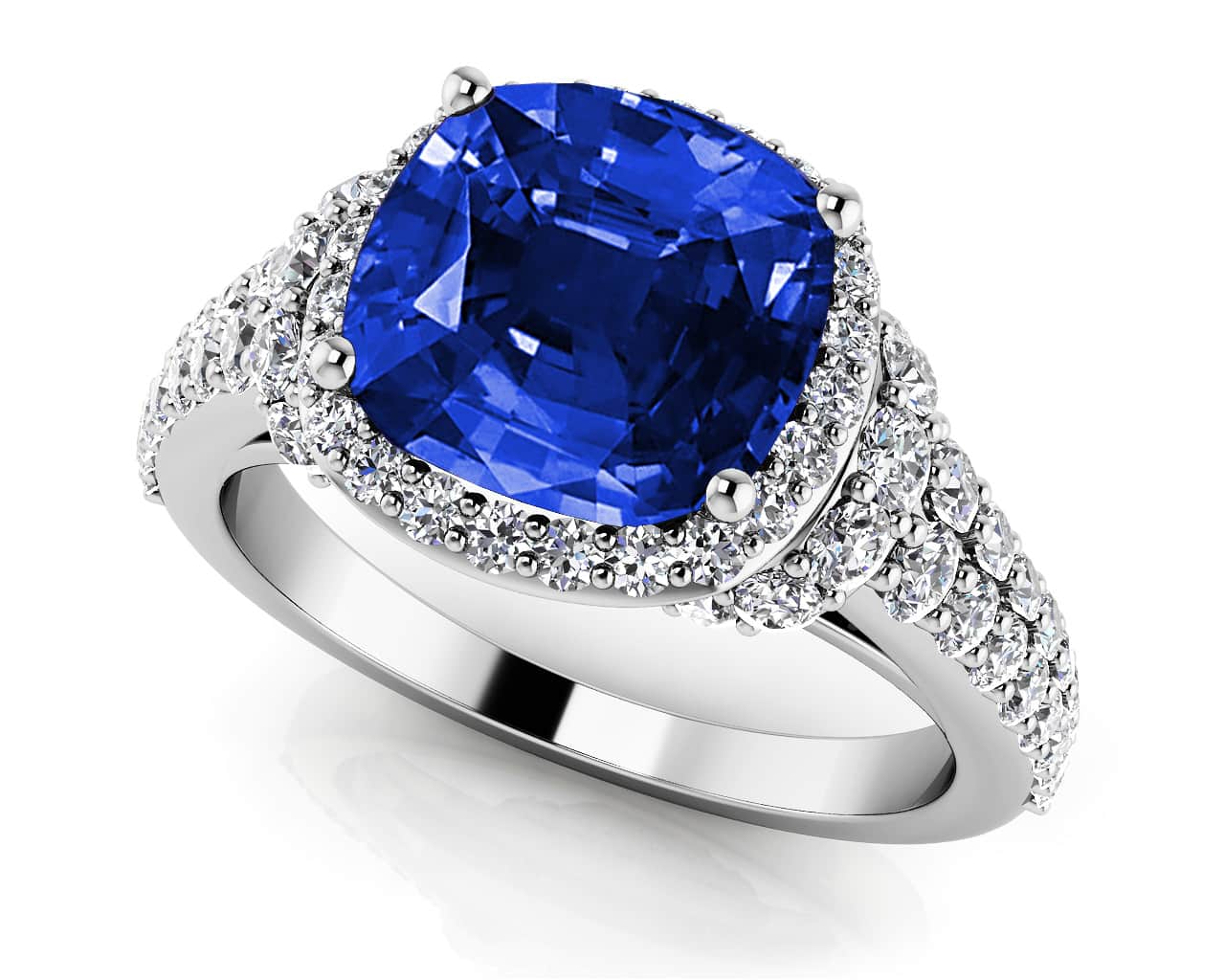 Cloud Nine Gemstone Anniversary Ring In 14K Or 18K White Gold Yellow Gold
