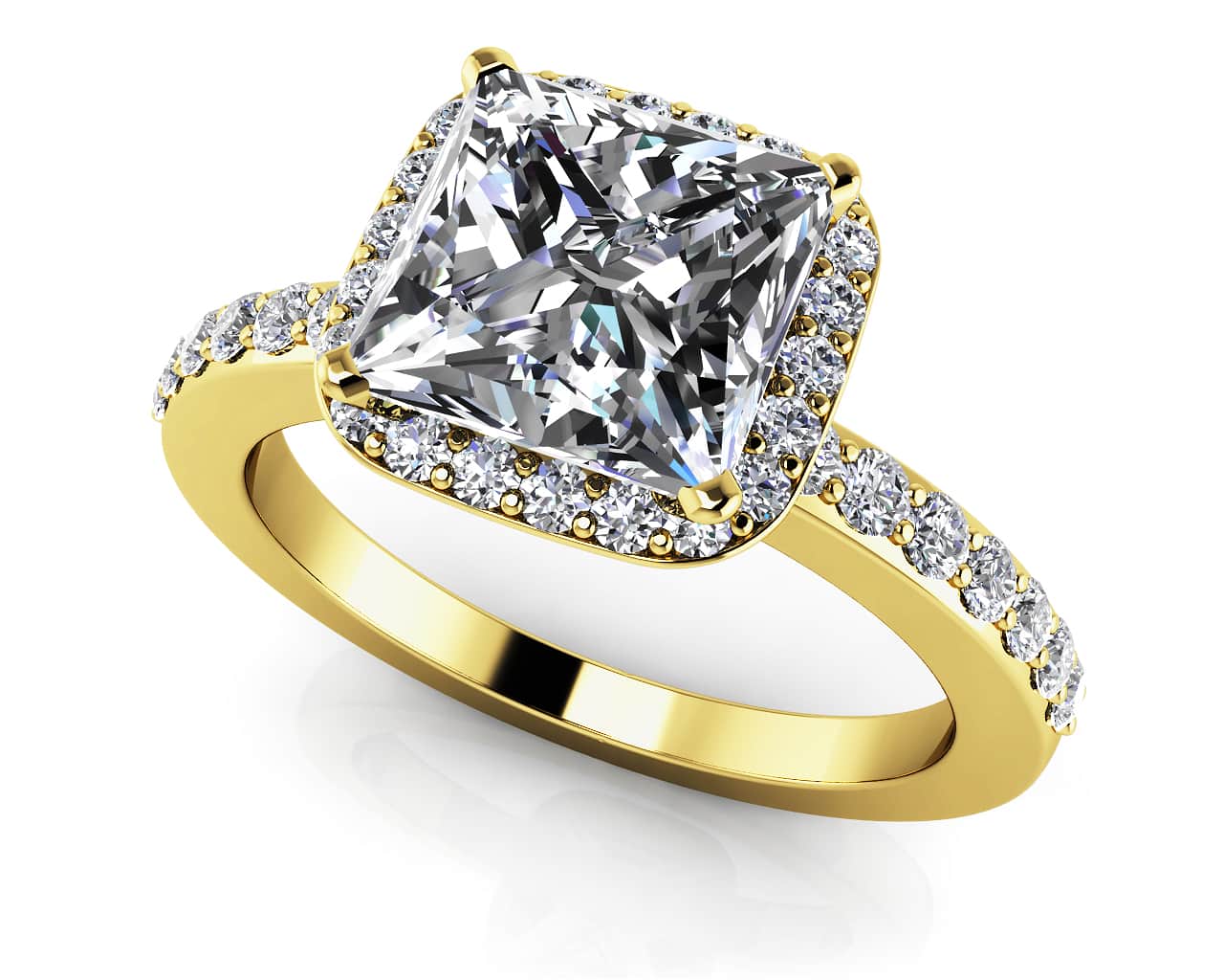 Forever Love Princess Cut Halo Engagement Ring
