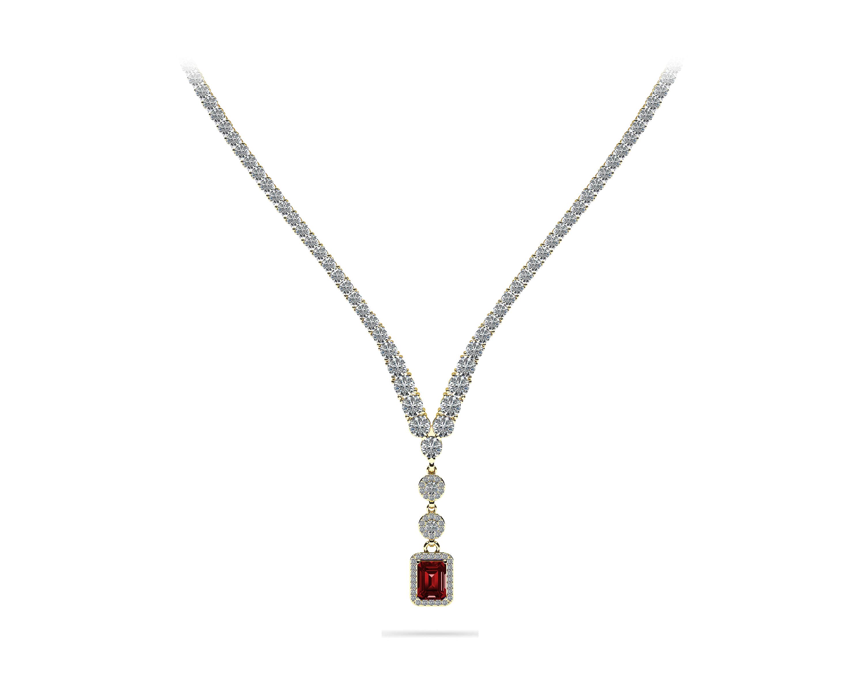 Extravagant Gemstone Pendant 4 Prong V Necklace