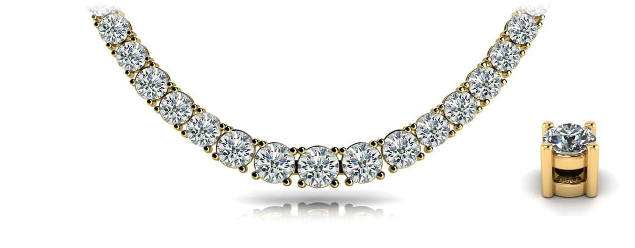 Classic Graduated Strand Of Diamonds In Yellow White Gold Or Platinum