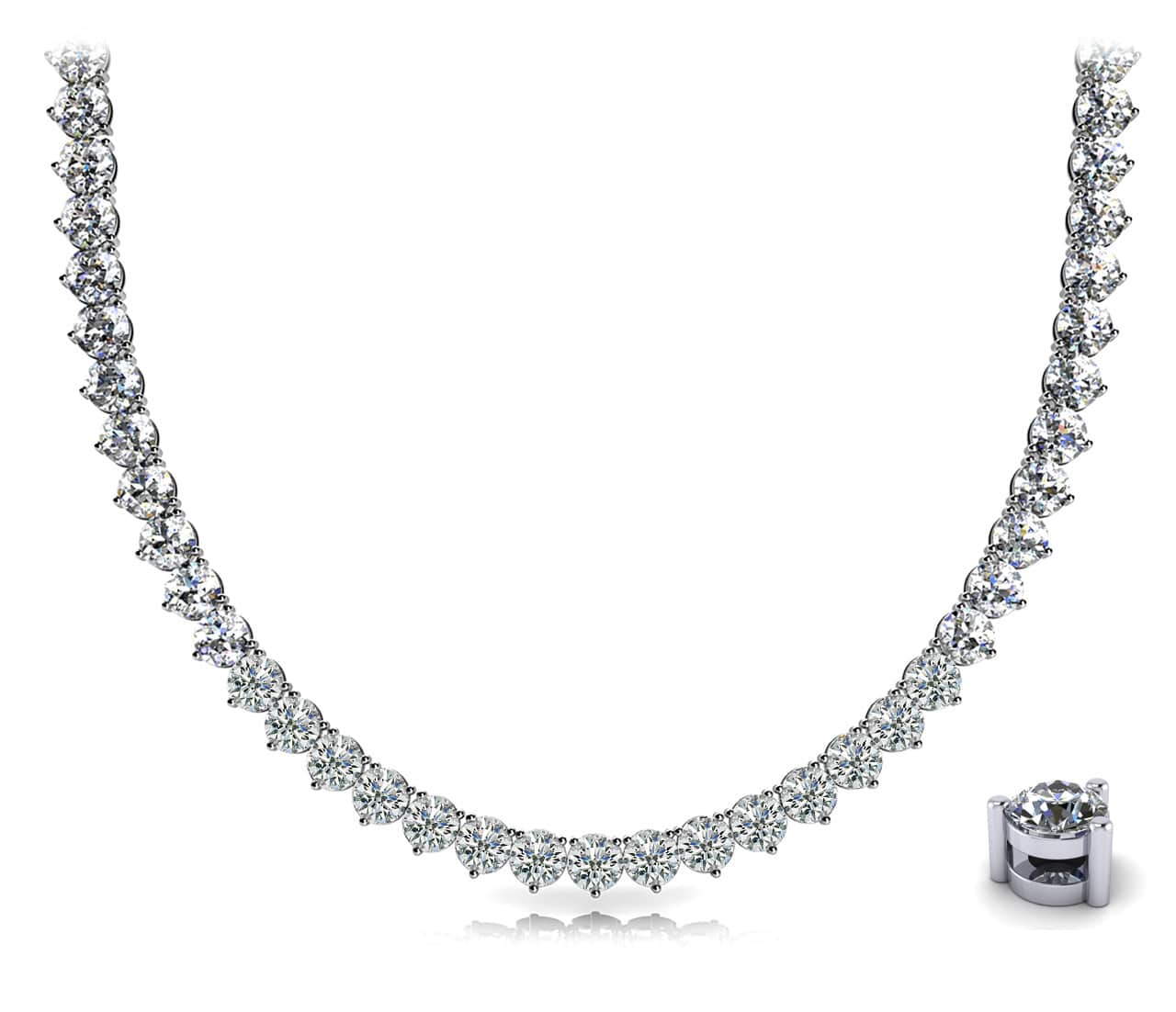 3 Prong Riviera Diamond Necklace Available In White Yellow Rose Gold Or Platinum