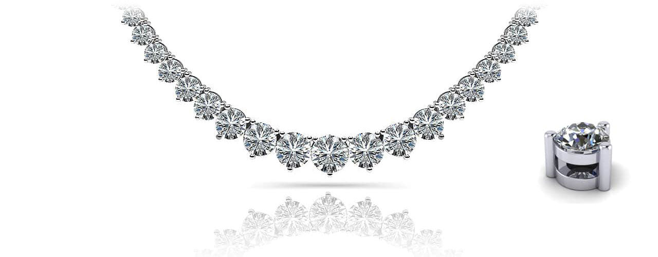 Graduated Red Carpet Diamond Necklace In White Gold Yellow Gold And Platinum