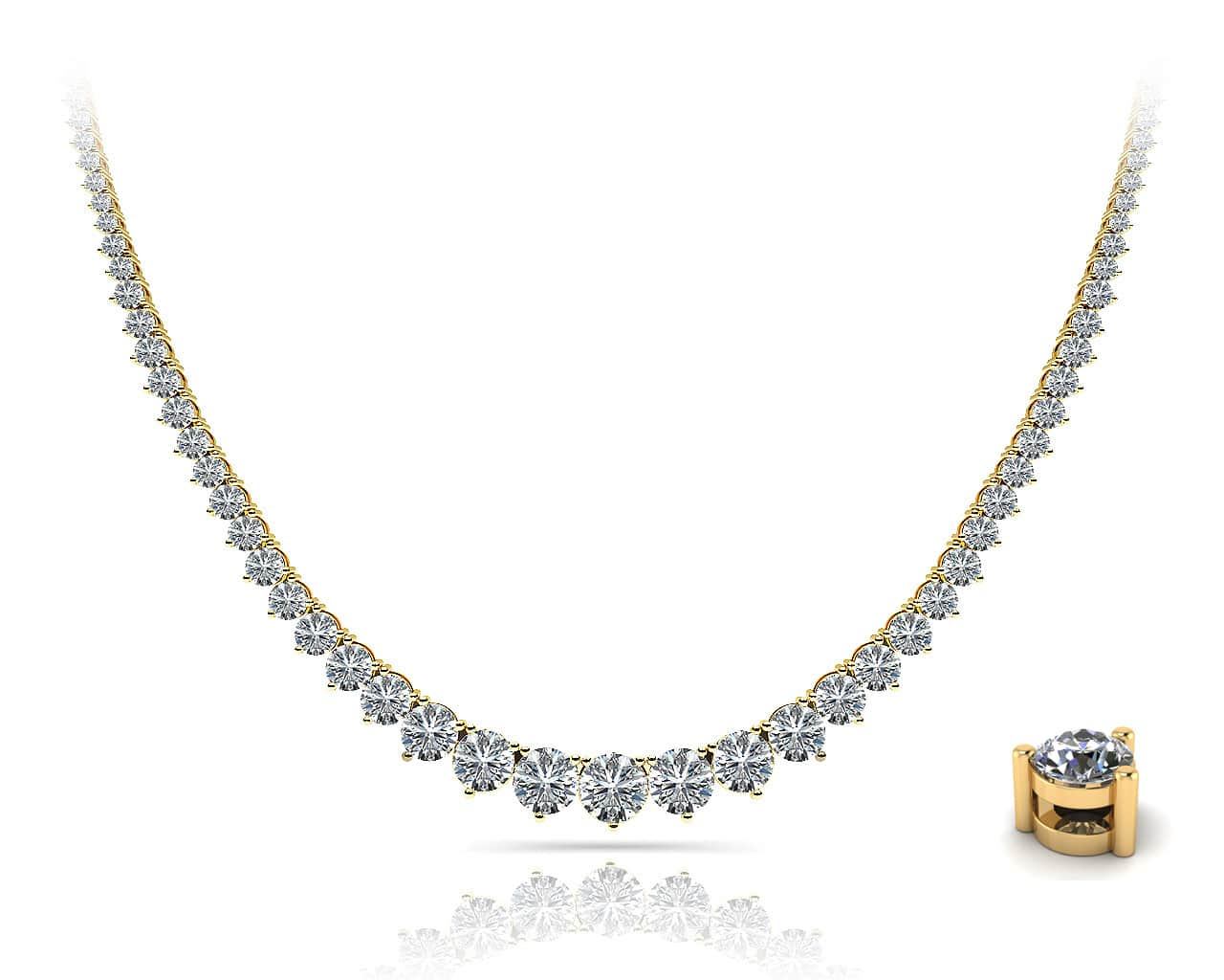 Graduated Red Carpet Diamond Necklace In White Gold Yellow Gold And Platinum