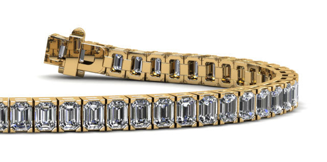 Sparkling Emerald Cut Diamond Bracelet Available In White Yellow And Rose