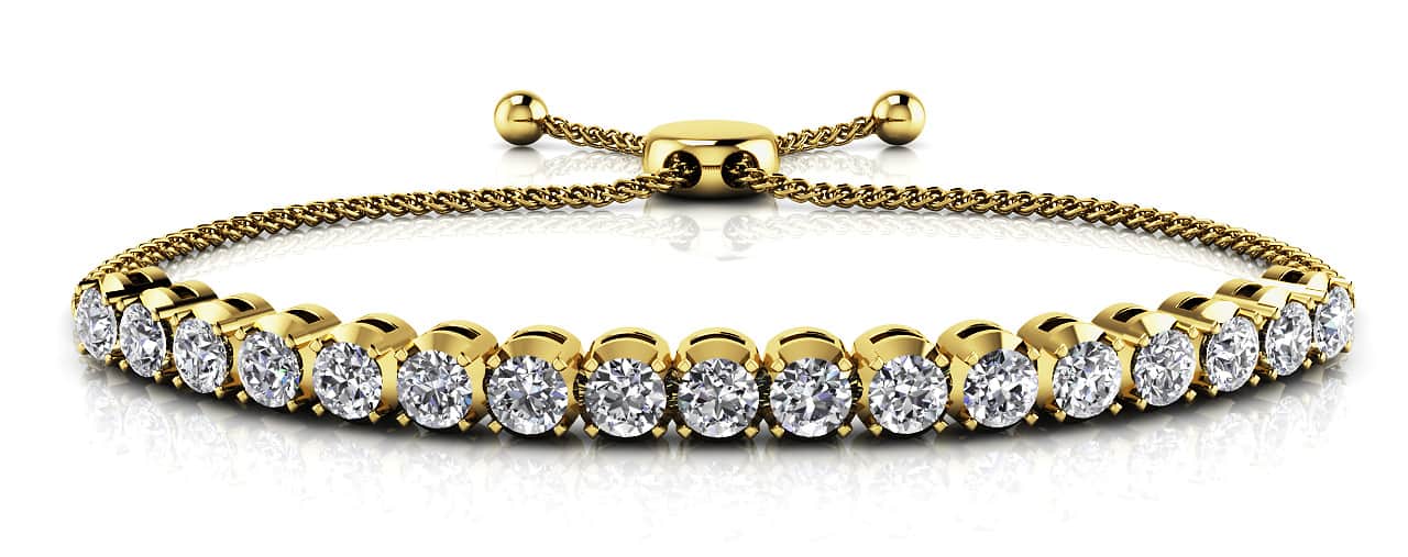 Classic 4 Prong Adjustable Diamond Bracelet In White Yellow Or Rose Gold