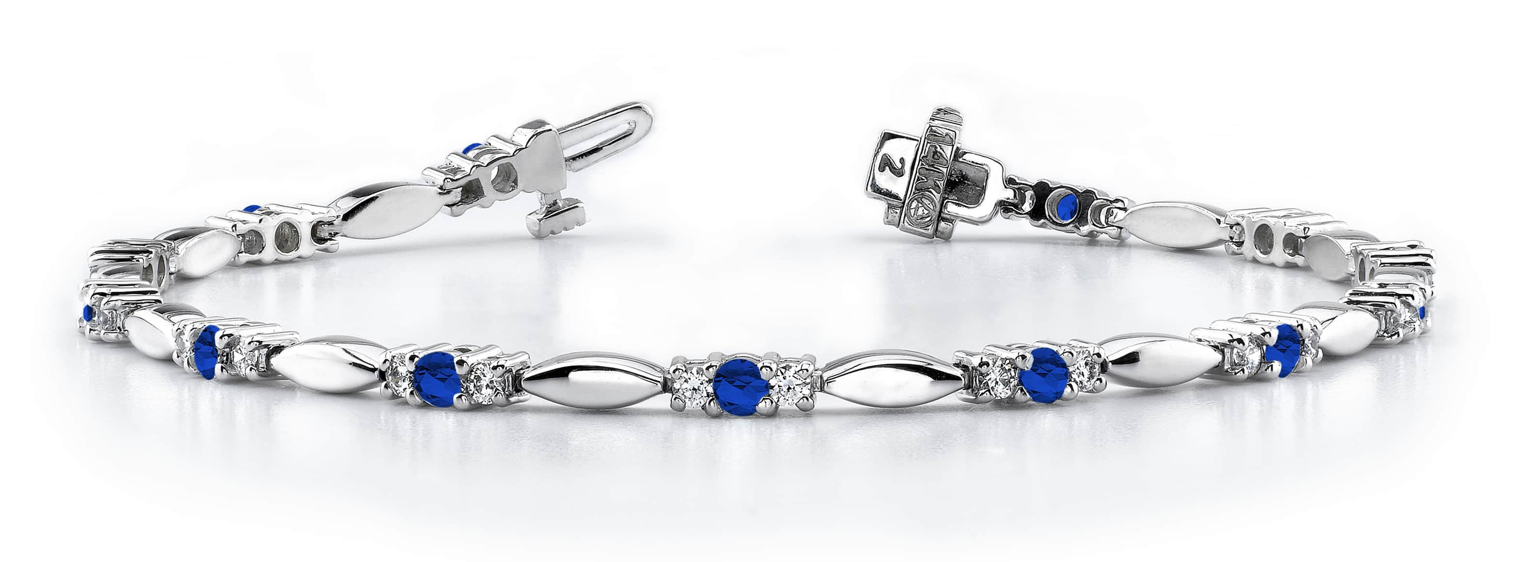 Elliptical Link Gemstone And Diamond Bracelet Available In Platinum Or Gold