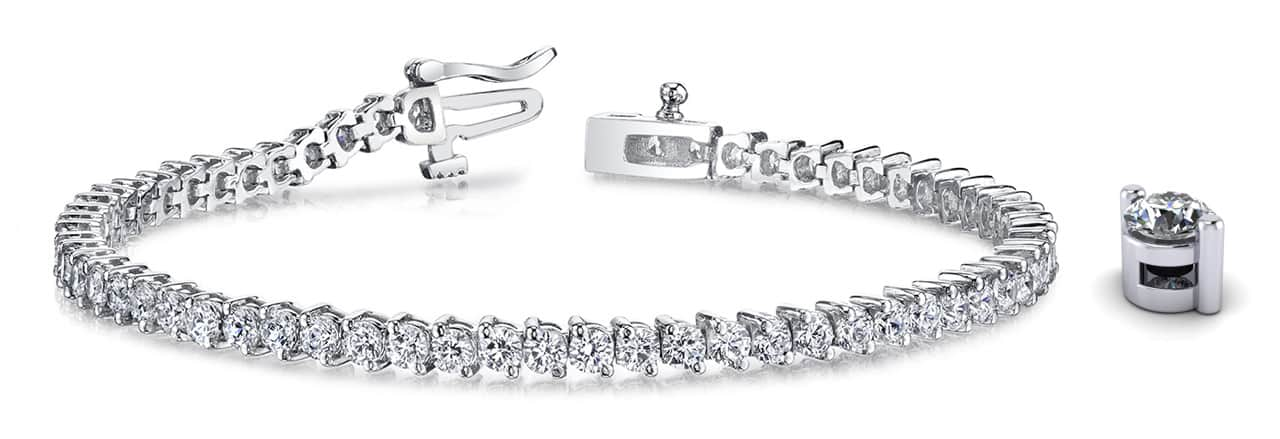 2 Prong Set Round Diamond Tennis Bracelet In Platinum Or Gold