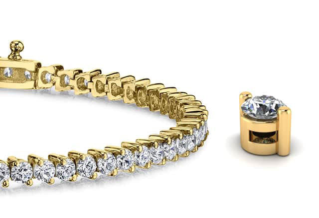 2 Prong Set Round Diamond Tennis Bracelet In Platinum Or Gold