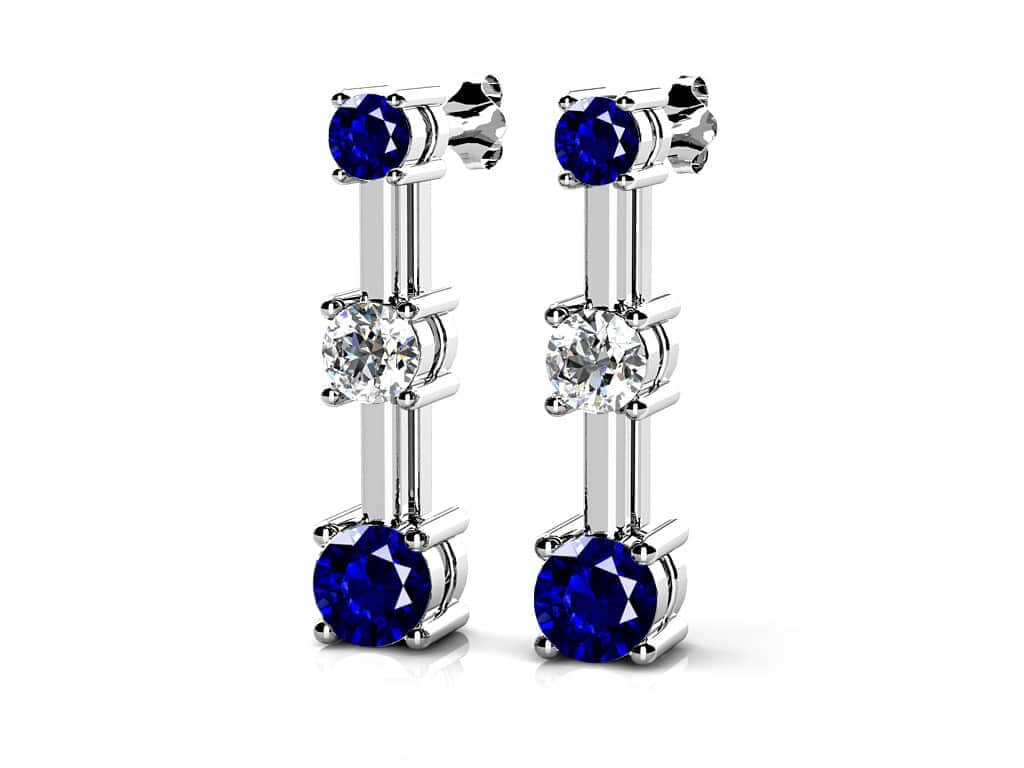 Four Prong Gemstone And Diamond Earring