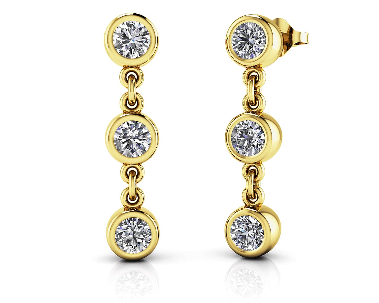 Six Stone Diamond Drop Earrings Available In White Yellow And Rose