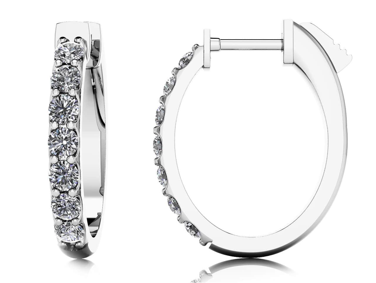 Oval Shaped Diamond Hoop Earrings