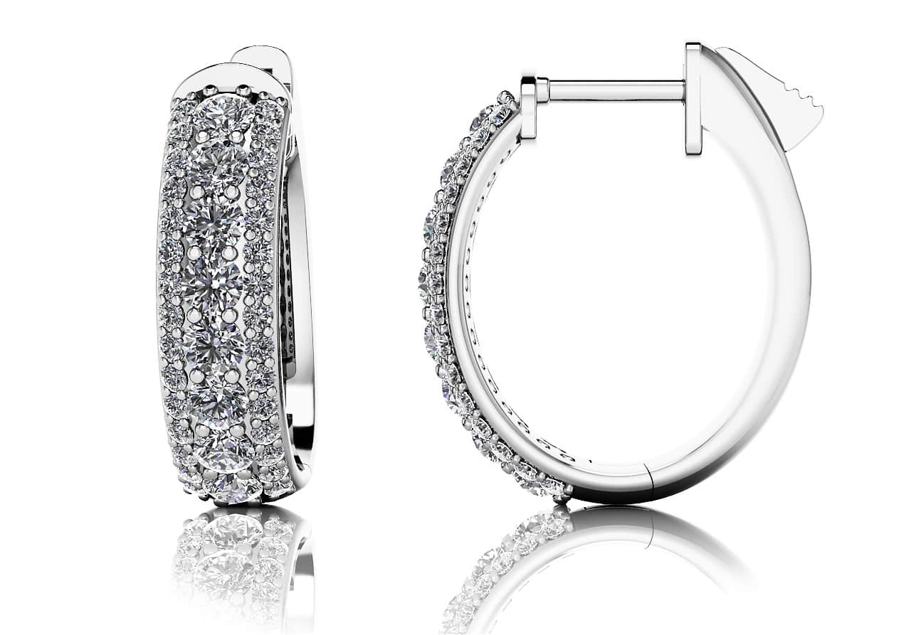 Glamorous Diamond Oval Hoop Earrings In Gold Or Platinum