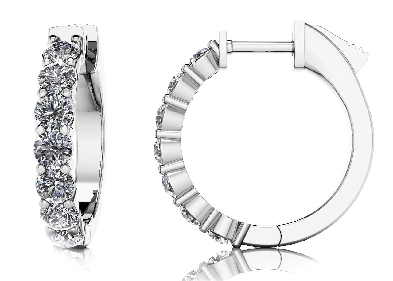 Elegant Diamond Hoop Earrings In Platinum Or Gold