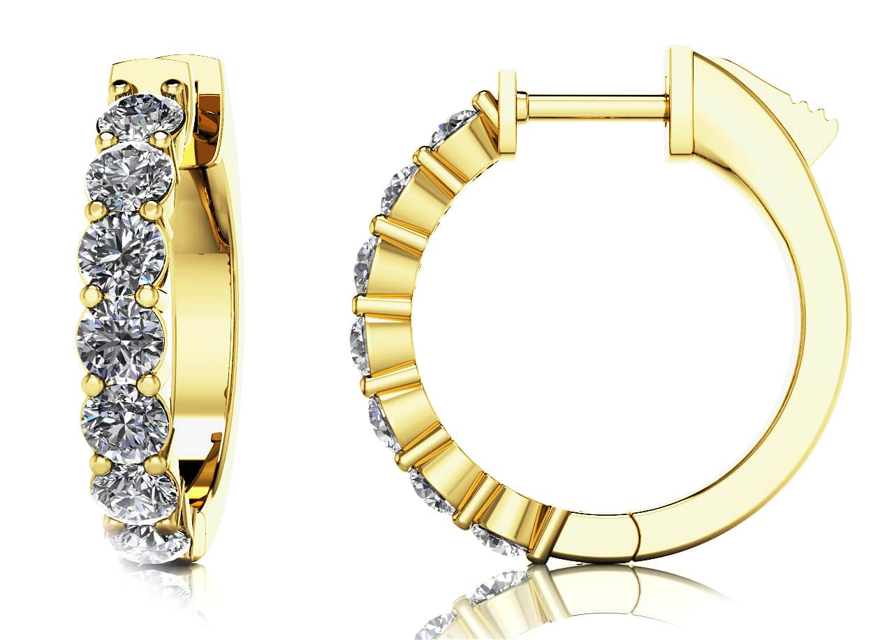 Elegant Diamond Hoop Earrings In Platinum Or Gold