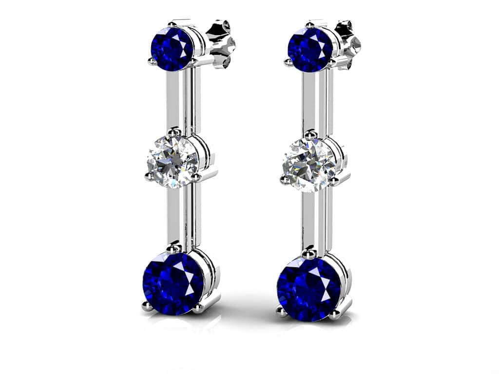 Triple Prong Diamond And Gemstone Earrings In Gold Or Platinum