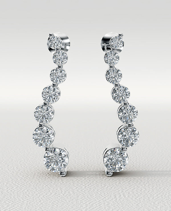 Wavy Journey Round Link Diamond Earrings Available In Gold Or Platinum