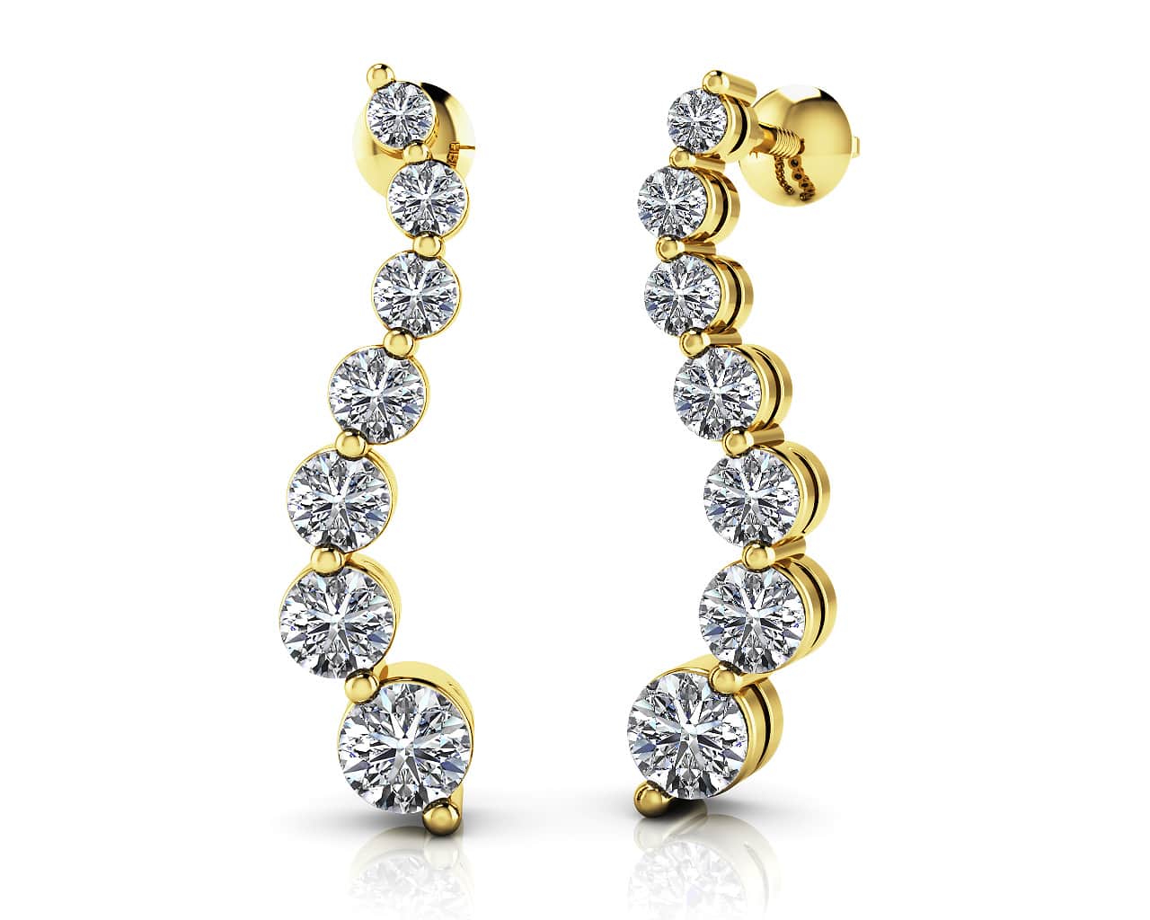 Wavy Journey Round Link Diamond Earrings Available In Gold Or Platinum