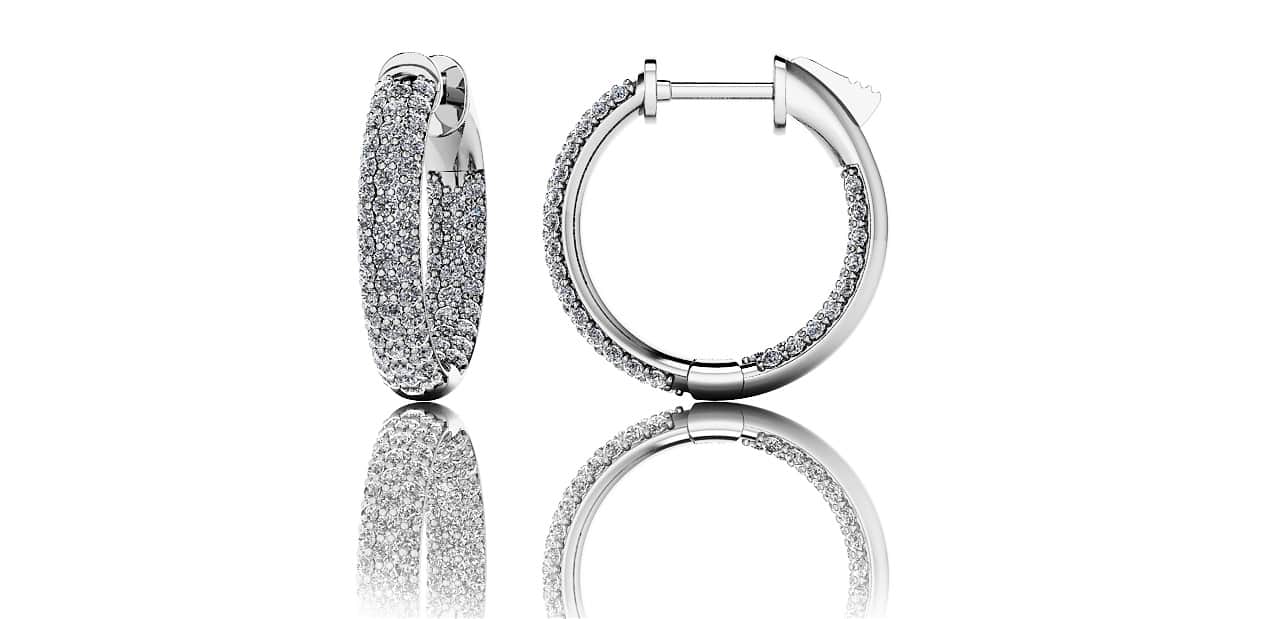 Triple Row Inside Out Diamond Earrings Petite In 14K 18K Or Platinum