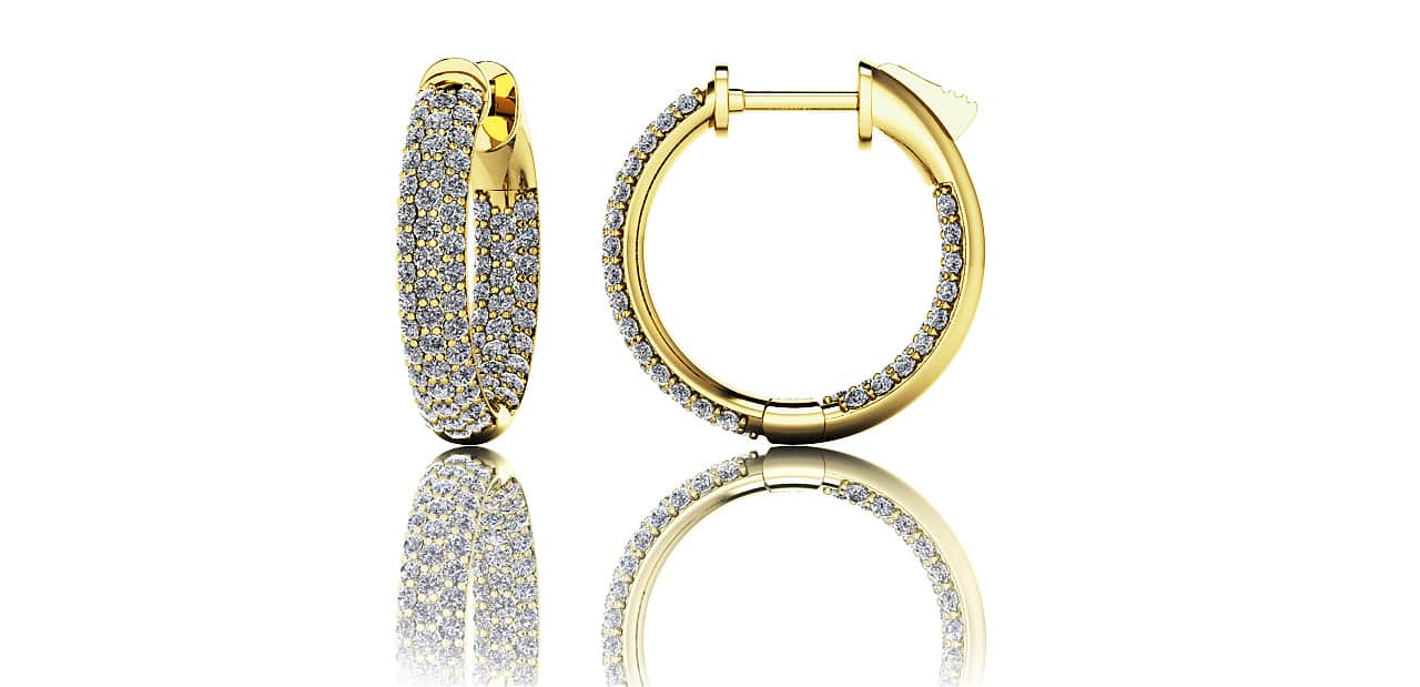 Triple Row Inside Out Diamond Earrings Petite In 14K 18K Or Platinum