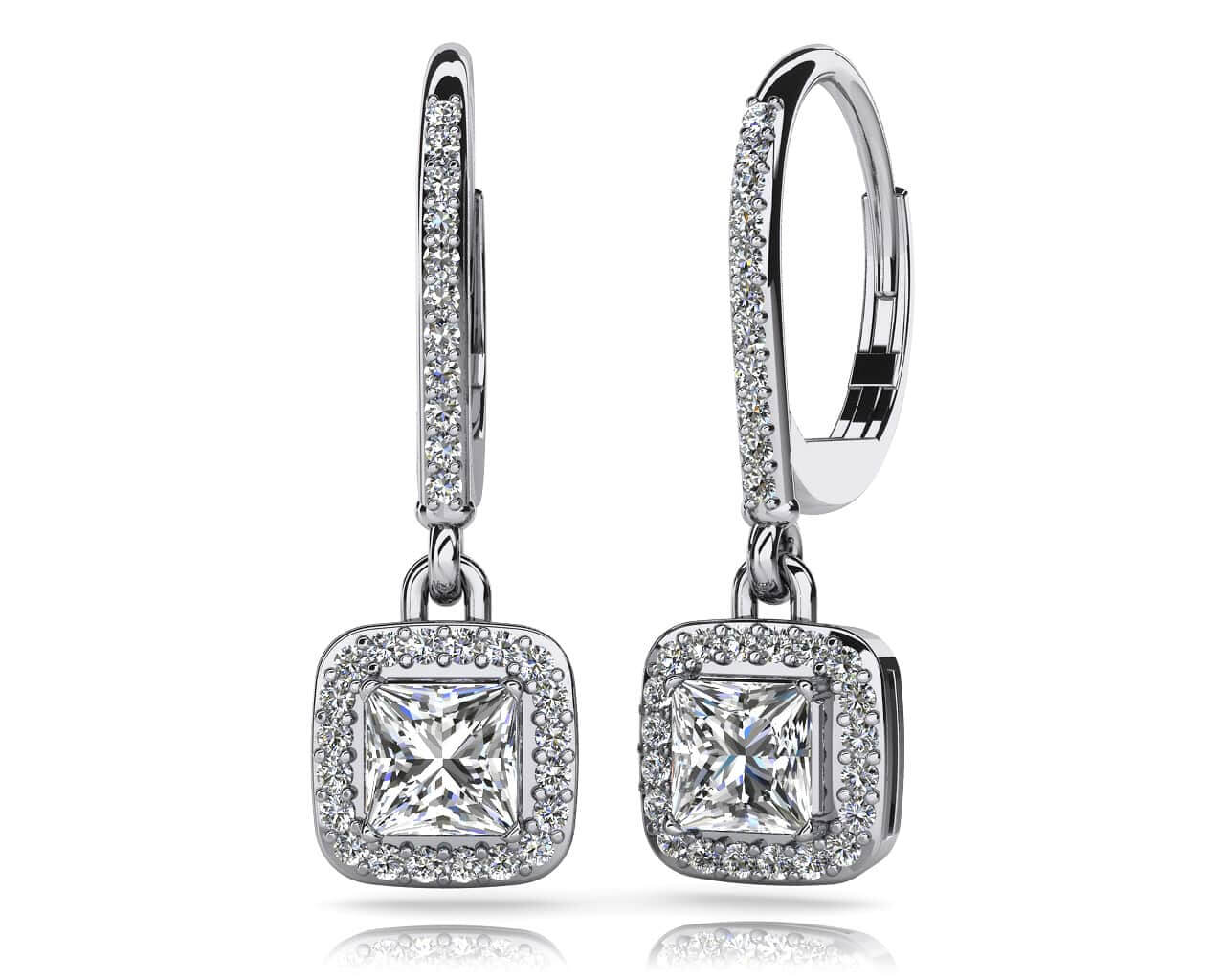 Princess Cut Diamond Allure Earrings In Gold Or Platinum