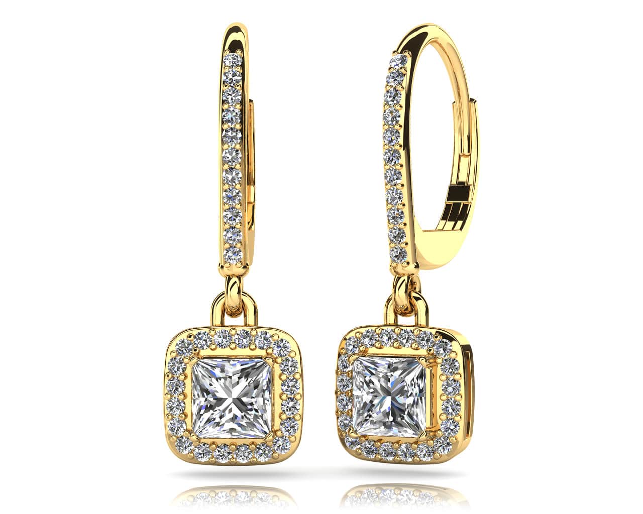 Princess Cut Diamond Allure Earrings In Gold Or Platinum