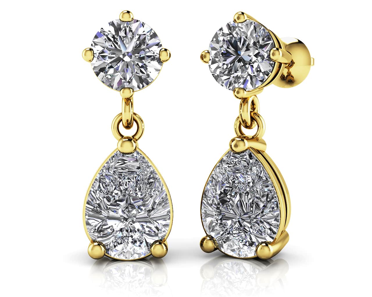 Alluring Round And Pear Shaped Drop Earrings