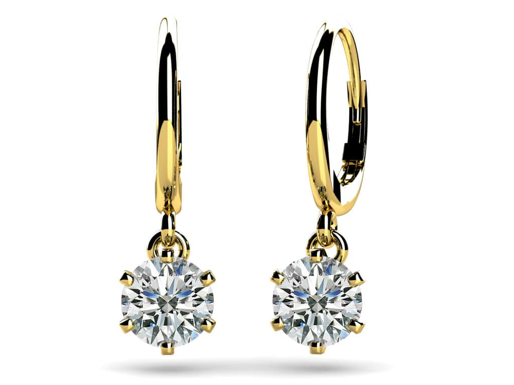 Six Prong Solitaire Diamond Drop Earrings