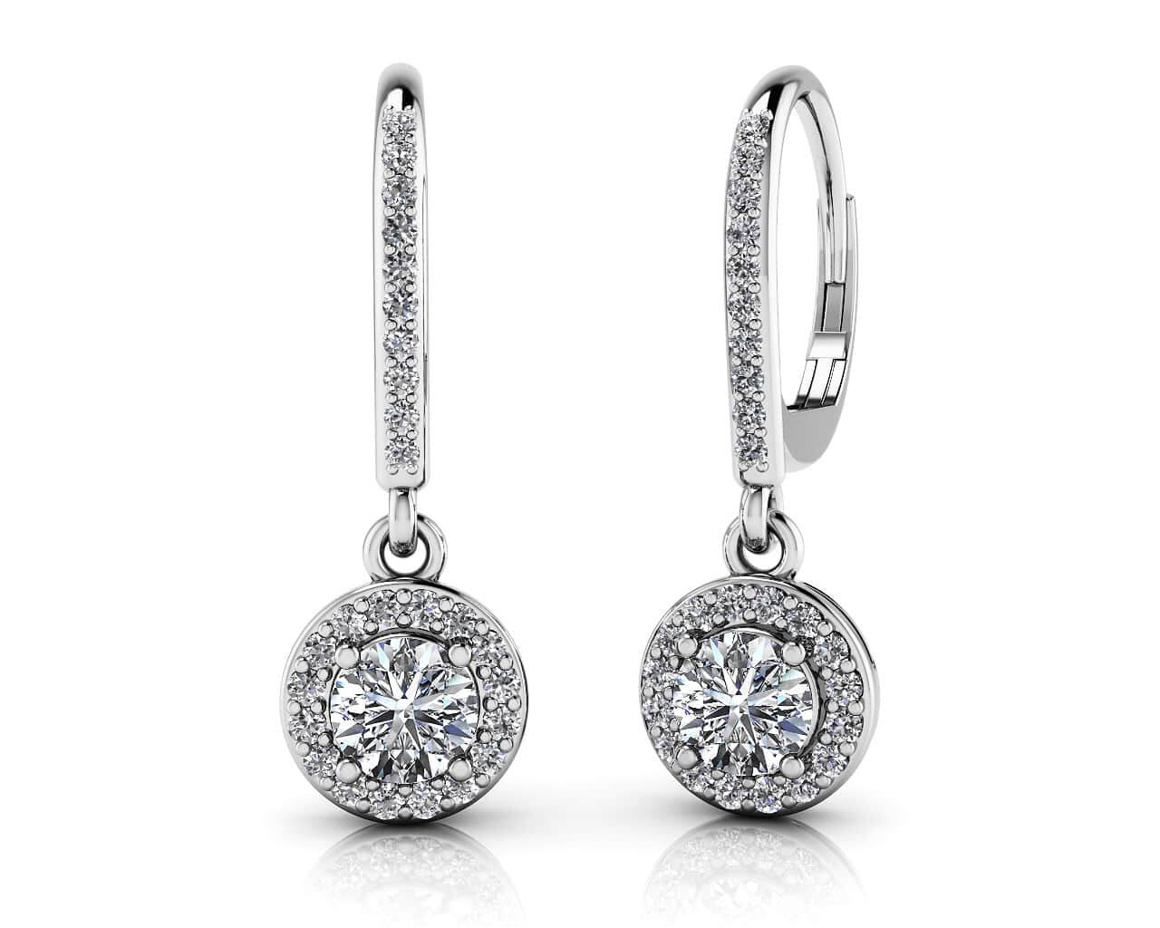 Surrounded With Love Diamond Drop Earrings In 14K 18K White Yellow Or Rose Gold