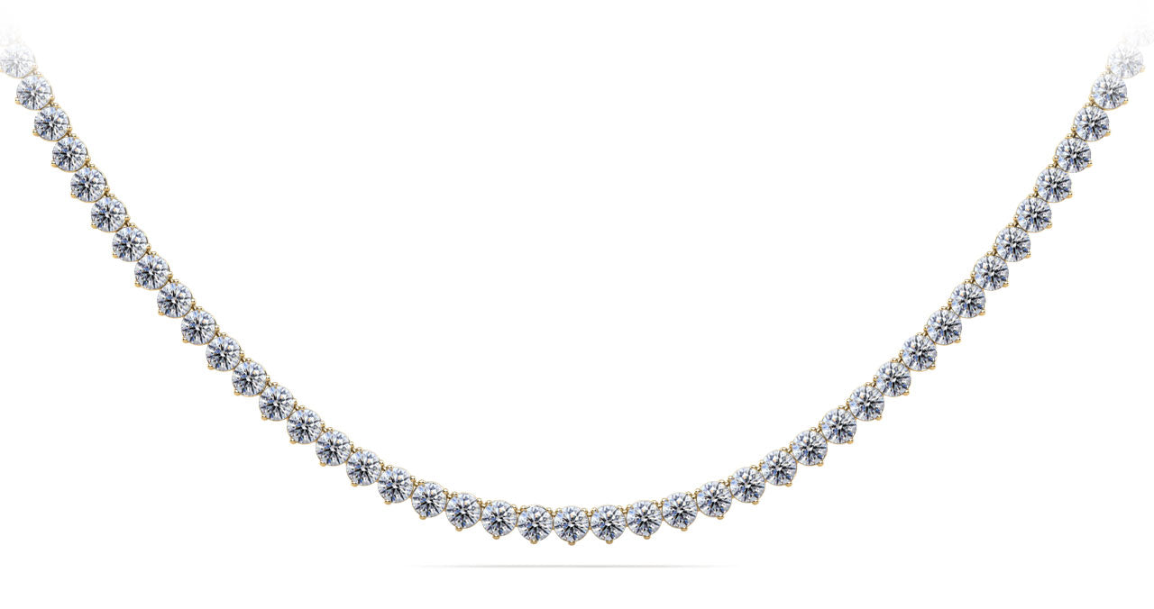 Timeless Three Stone Riviera Diamond Tennis Necklace