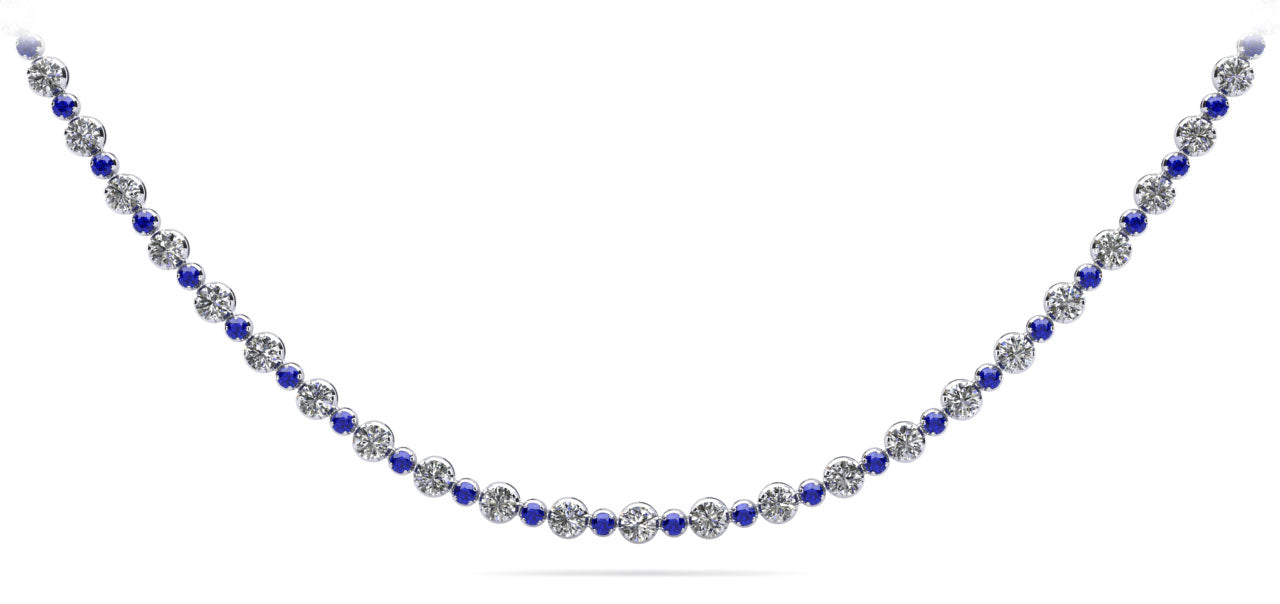 Alternating Diamonds And Gemstones Necklace