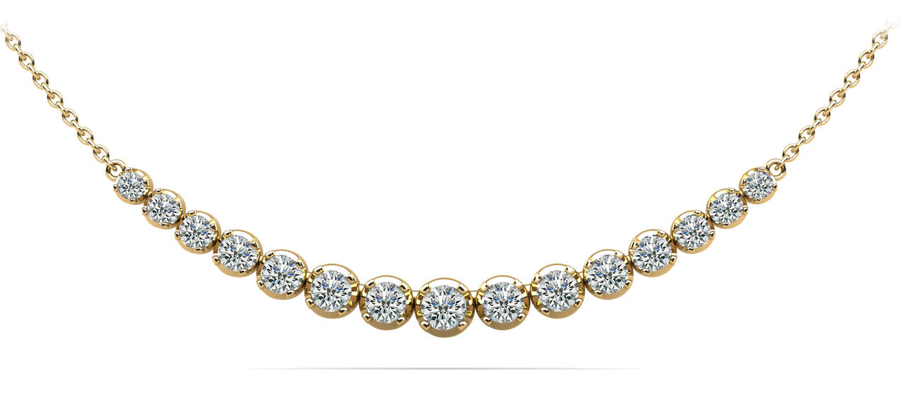 Four Prong Strand Necklace With Graduated Diamonds And Chain