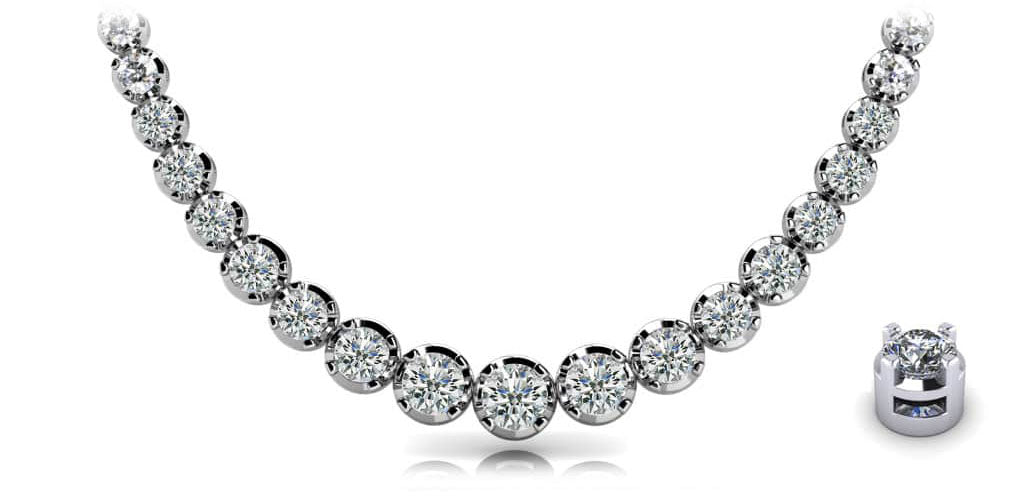 Diamond Strand Necklace In 14K 18K White Yellow Rose Gold Or Platinum