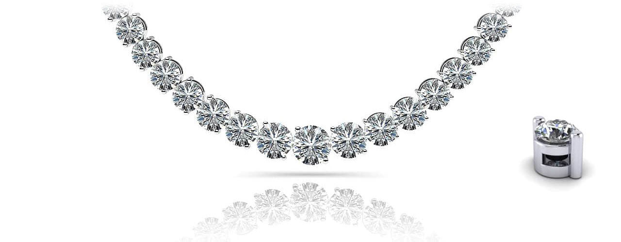 Graduated Diamond Strand Necklace With Shiny Links